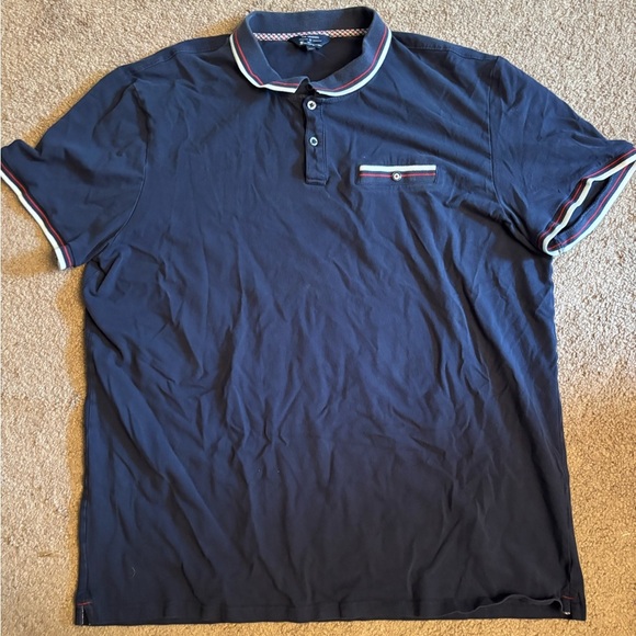 Ben Sherman Navy Polo with Striped Details - Picture 1 of 6